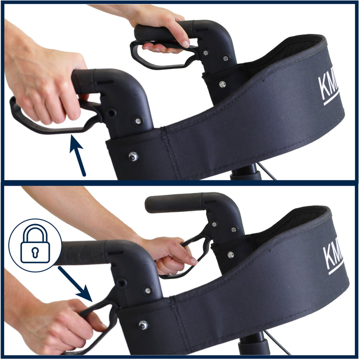 Andador Advance Negro, Andador para Personas Mayores con Asiento y cesta | KMINA | K10091