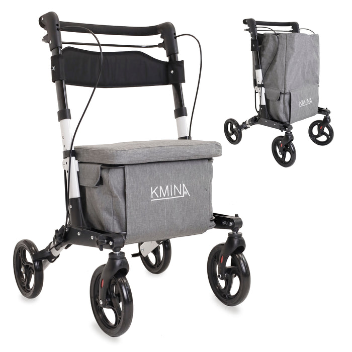 Andador Carro Compra Blanco, Andador para Personas Mayores con Asiento y cesta | KMINA | K10097