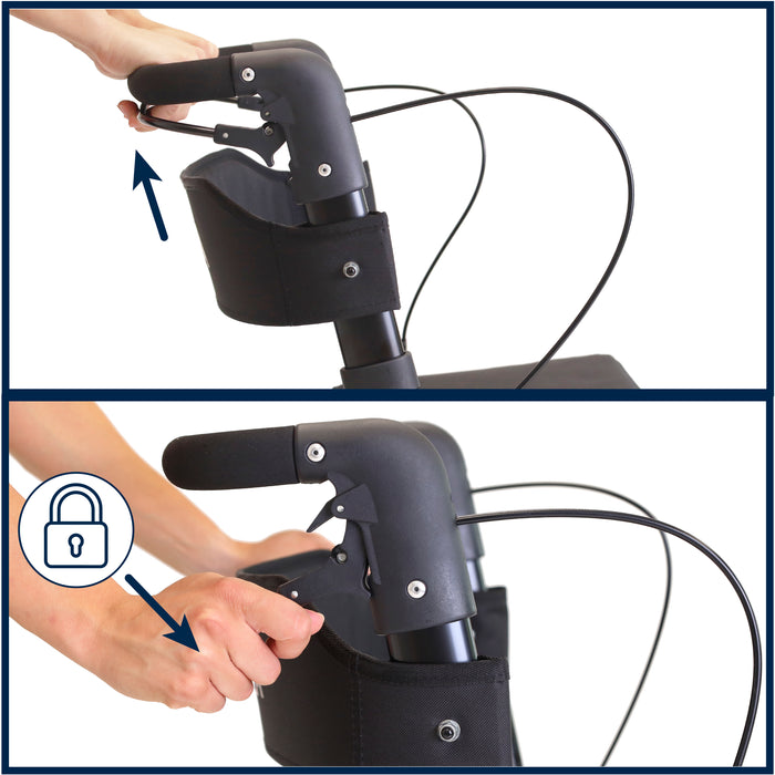 Andador Carro Compra Negro, Andador para Personas Mayores con Asiento y cesta | KMINA | K10096