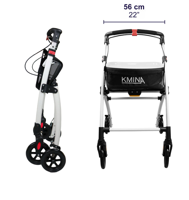 Andarilho Estreito para Casa e Exterior, Andarilho para Idosos Adultos com Tabuleiro Branco Preto | KMINA | K10009