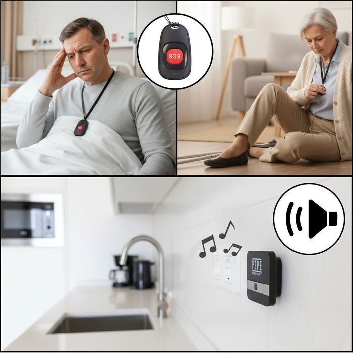 Botón Emergencia para Mayores, Alarma Pánico Ancianos hasta 200M | PEPE | P40048