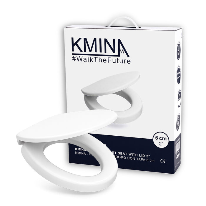 Elevador WC (5 cm) Duroplast, Alza Inodoro para Adultos con Tapa | KMINA | K30038