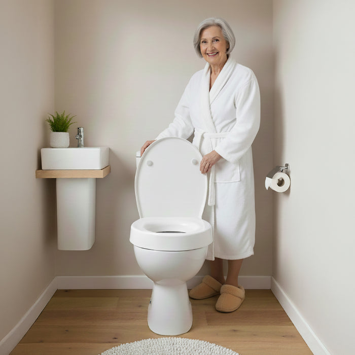 Elevador WC (7,5 cm) Duroplast, Alza Inodoro para Adultos con Tapa | KMINA | K30040