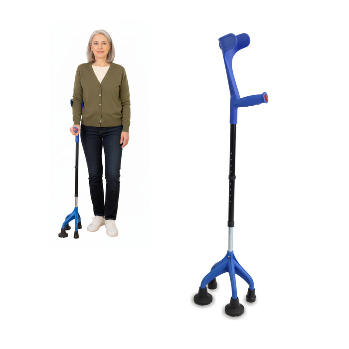 Muleta de Cuatro Patas Azul, Muleta  para Personas con Parkinson, Fabricada en España | KMINA | K10069