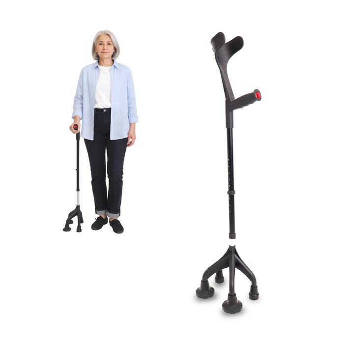 Muleta de Cuatro Patas Negra, Muleta  para Personas con Parkinson, Fabricada en España | KMINA | K10065