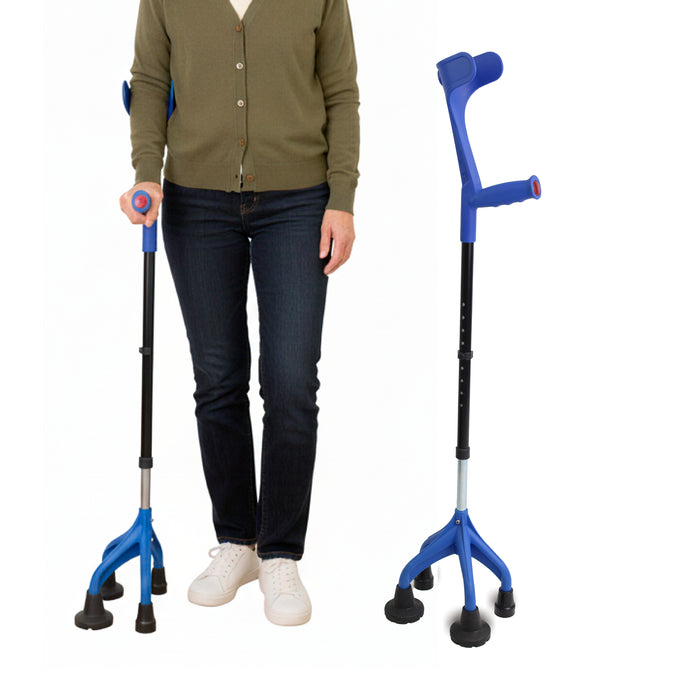 Muleta de Cuatro Patas Azul, Muleta  para Personas con Parkinson, Fabricada en España | KMINA | K10069