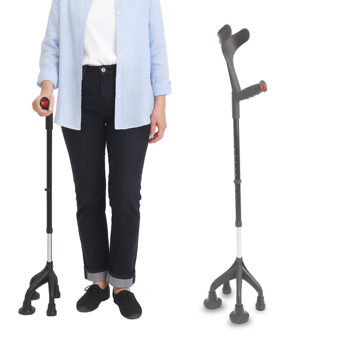 Muleta de Cuatro Patas Negra, Muleta  para Personas con Parkinson, Fabricada en España | KMINA | K10065