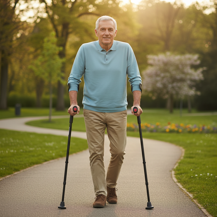 Muletas Adulto Acolchadas (x2 uds) Ortopédicas Aluminio Negras | KMINA | K10007