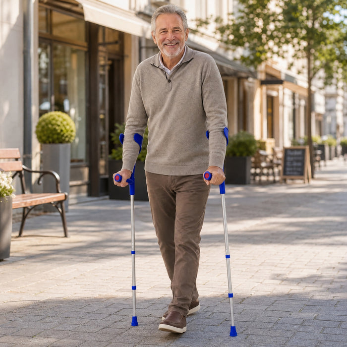 Muletas Ortopédicas Adulto (x2 uds), Muletas de Aluminio Regulables Azul | PEPE | P10002