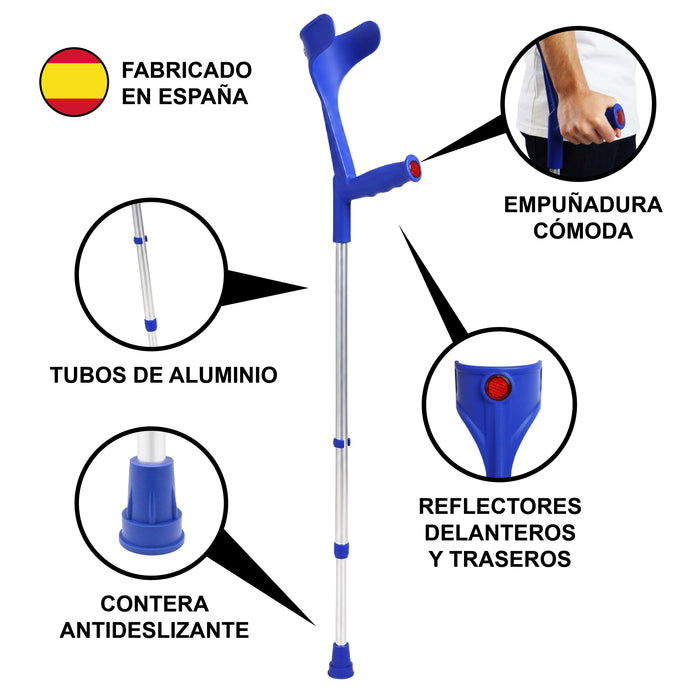 Muletas Ortopédicas Adulto (x2 uds), Muletas de Aluminio Regulables Azul | PEPE | P10002