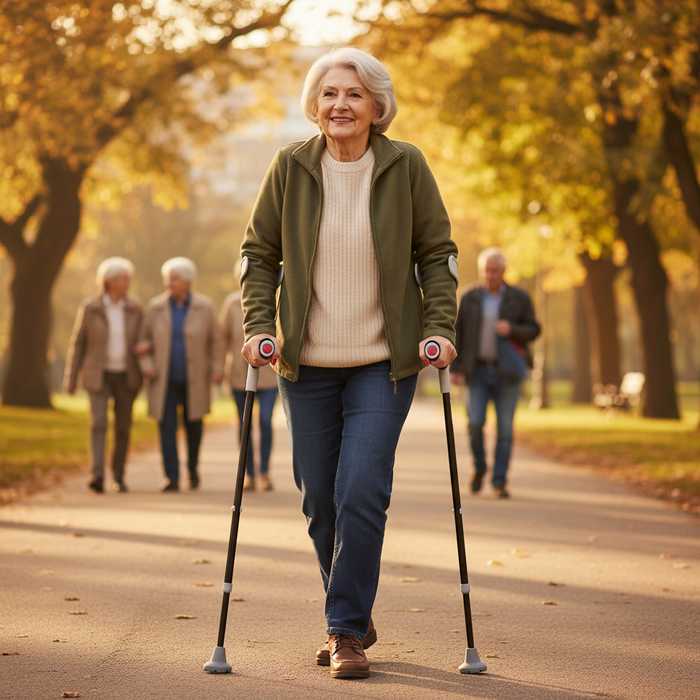 Muletas Adulto Acolchadas (x2 uds) Ortopédicas Aluminio Conteras Anchas Grises Negras | KMINA | K10004