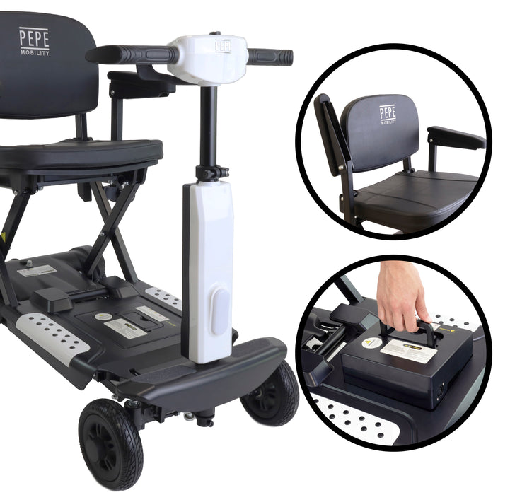 Scooter Plegado Eléctrico para Adultos Blanco con Reposabrazos | PEPE | P10049