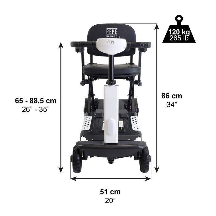 Scooter Plegado Eléctrico para Adultos Blanco con Reposabrazos | PEPE | P10049