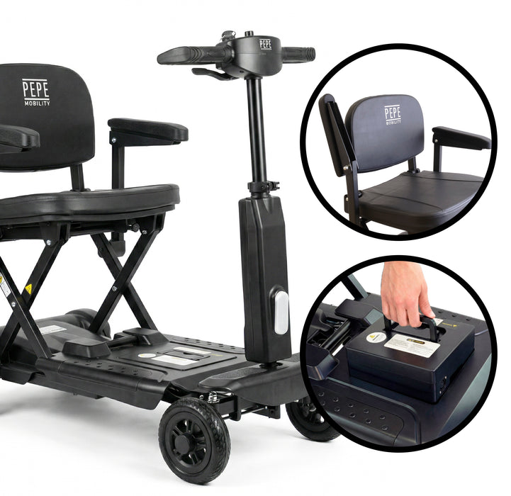 Scooter Plegado Eléctrico para Adultos Negro con Reposabrazos | PEPE | P10048