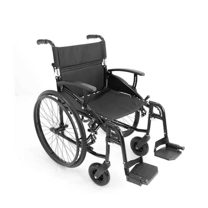 Silla de Ruedas Plegable y Ligera de Aluminio para Ancianos (Ancho Asiento 43 cm), Sillas de Ruedas para Personas Mayores | KMINA | K10079