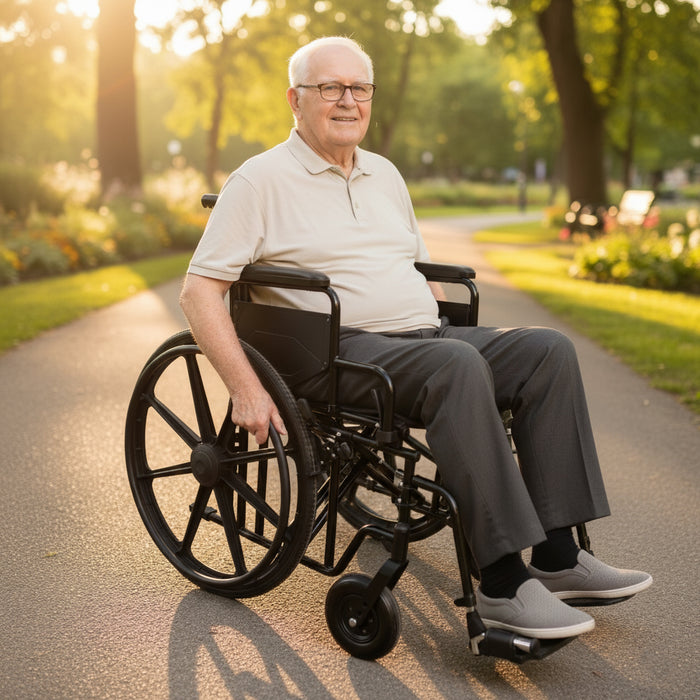 Silla de Ruedas Ancha Autopropulsable Bariátrica (Hasta 225 kg), Silla de Ruedas Plegable Robusta | PEPE | P10038