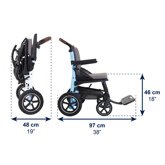 Silla de Ruedas Plegable y Ligera, Sillas Ruedas Transporte, Azul | KMINA PRO | K10082