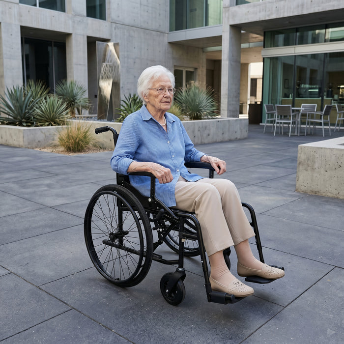 Silla de Ruedas Plegable y Ligera de Aluminio para Ancianos (Ancho Asiento 40 cm), Sillas de Ruedas para Personas Mayores | KMINA | K10090