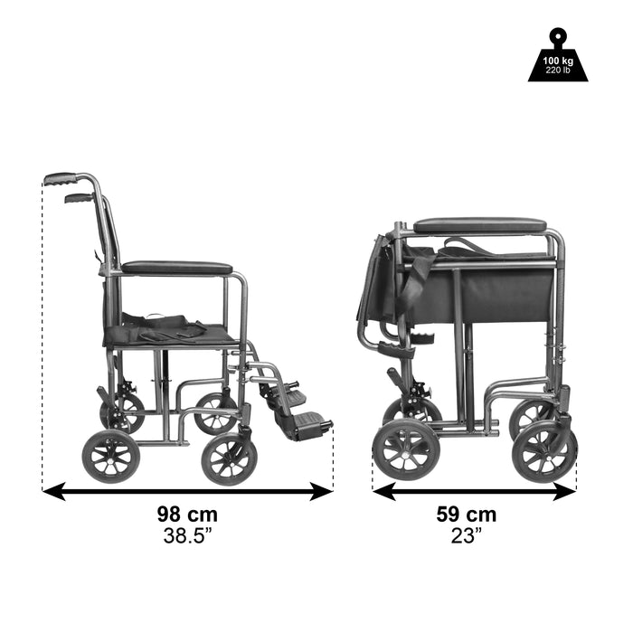 Silla de Ruedas Plegable y Ligera para Ancianos, Silla de Ruedas Estrecha para Casa | PEPE | P10019