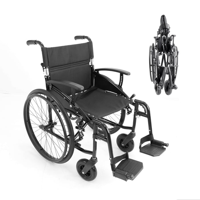 Silla de Ruedas Plegable y Ligera de Aluminio para Ancianos (Ancho Asiento 43 cm), Sillas de Ruedas para Personas Mayores | KMINA | K10079