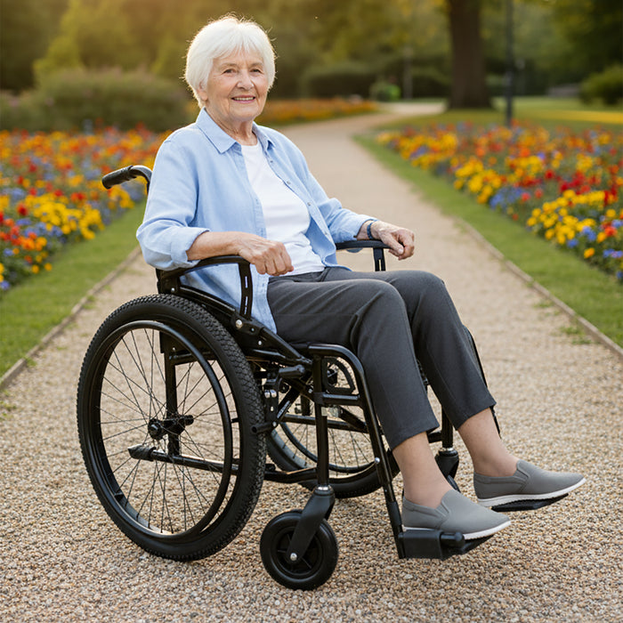 Silla de Ruedas Todoterreno Plegable (Asiento 46 cm), Sillas de Ruedas para Personas Mayores | KMINA | K10077