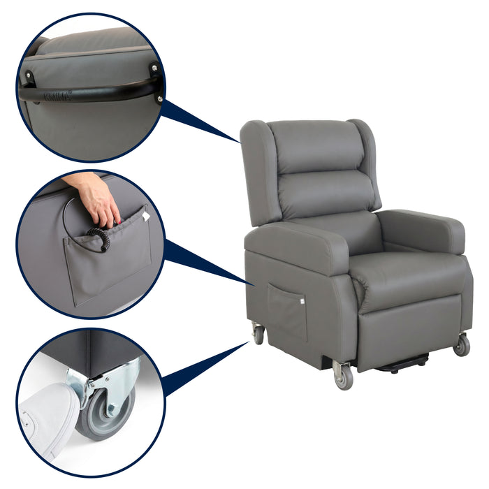 Sillón Elevador Relax Eléctrico con Asa, Sillón Relax Reclinable y Elevable Ortopédico, Sillón Levanta Personas Gris | KMINA | K40071