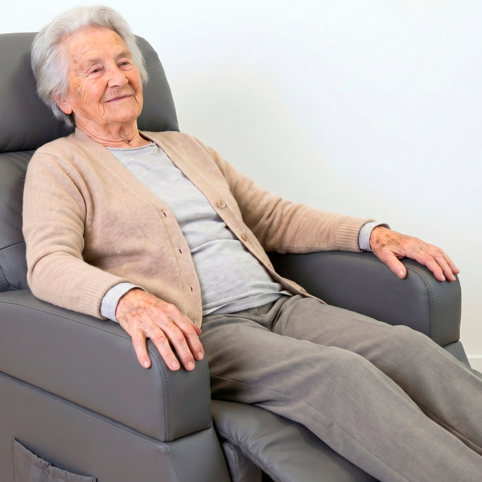 Sillón Elevador Relax Eléctrico con Asa, Sillón Relax Reclinable y Elevable Ortopédico, Sillón Levanta Personas Gris | KMINA | K40071