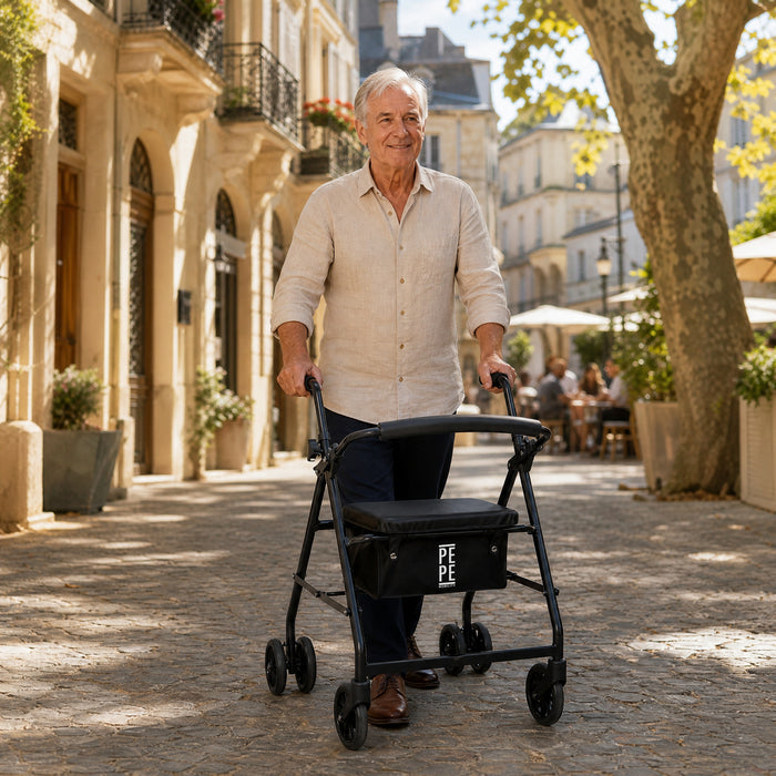 Andador para Adultos 4 Ruedas Freno Presión, Andadores para Personas Mayores Plegable | PEPE | P10050