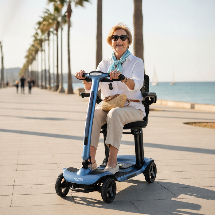 Scooter Ligero Eléctrico Plegable Magnesio para Adultos Azul | KMINA | K10094
