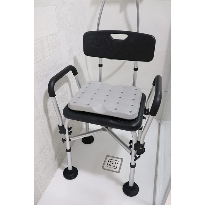 silla ducha acolchado negro uso